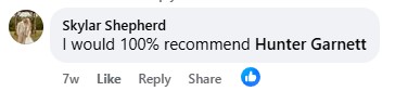 Shoals Facebook group comments recommending our firm